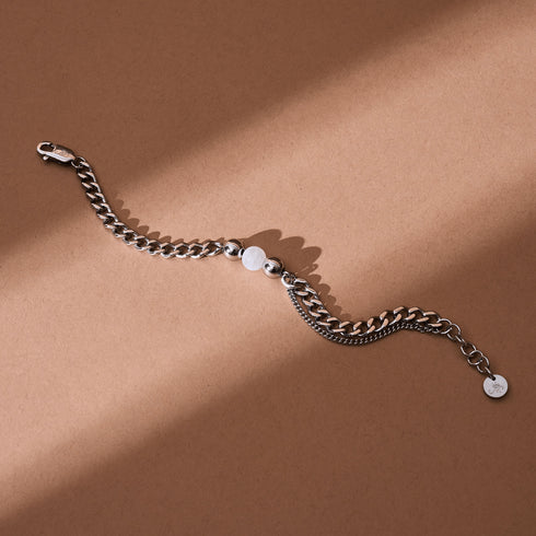 Moonstone x Silver | Gemstone Chain Bracelet
